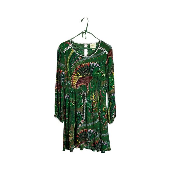 Anthropologie Maeve Janis Dress Kelly Green Abstract Print EUC Size 8 petite - Picture 3 of 6